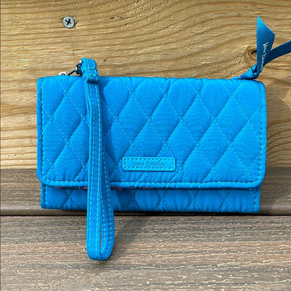 Vera Bradley Blue Quilted Clutch with Wristlet